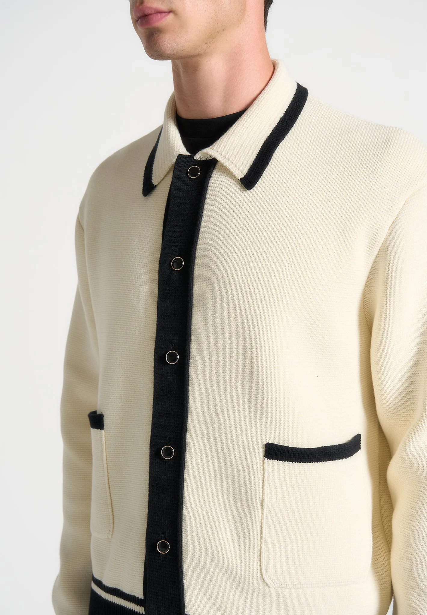 Classic Combed Cotton Knit Cardigan - Cream