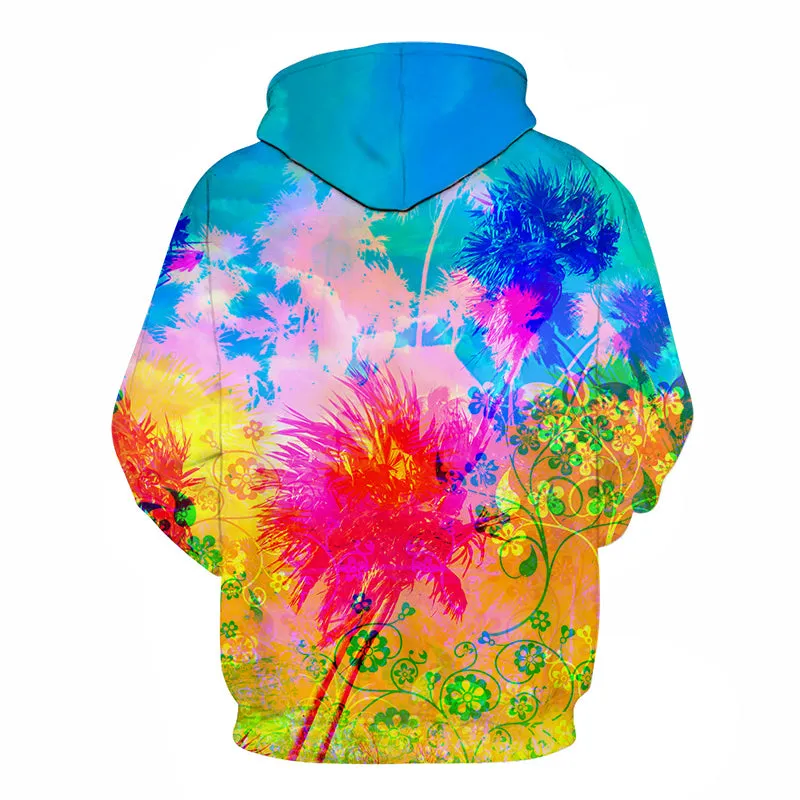 Colourful Splash Paint Floral Hoodie