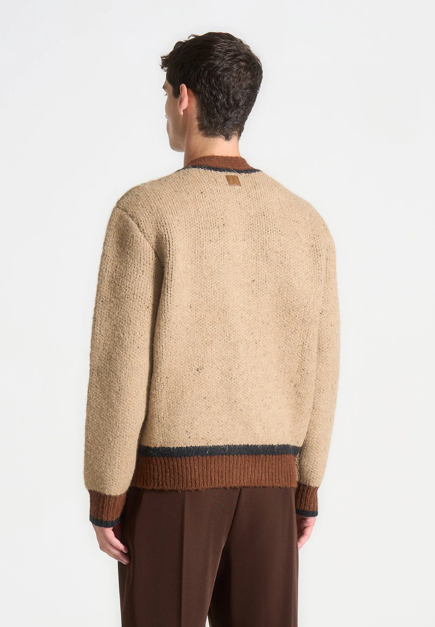 Contrast Knit Cardigan - Beige