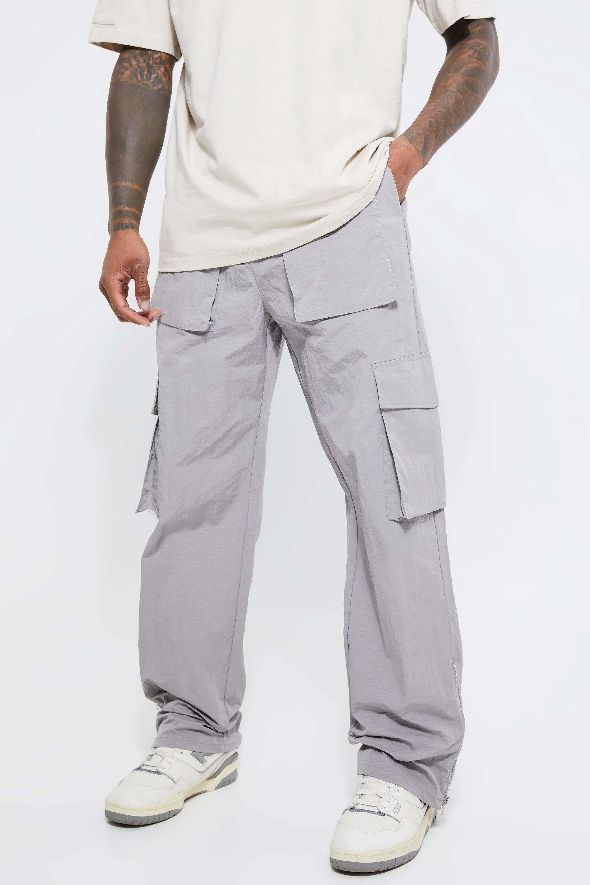 Elastic Relaxed Heavy Crinkle Cargo Pants