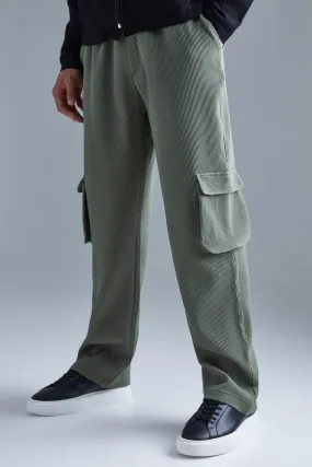 Elastic Waist Relaxed Fit Cargo Pleated Pants