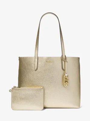 Eliza Extra-Large Metallic Pebbled Leather Reversible Tote Bag