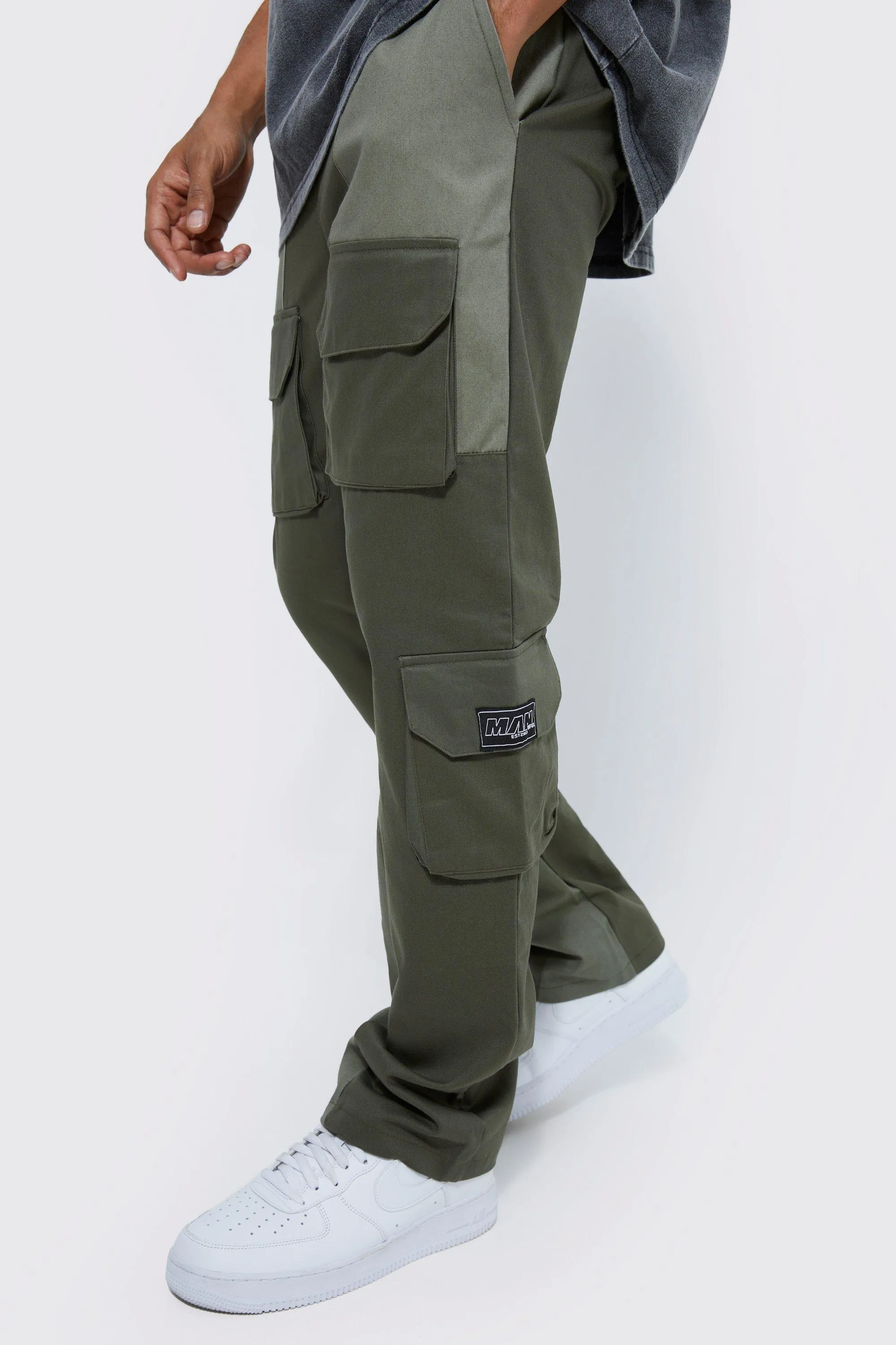 Fixed Slim Flare Colorblock Cargo Pants