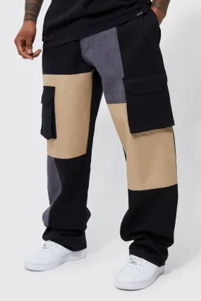 Fixed Waist Relaxed Colorblock Cargo Pants