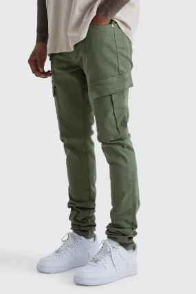 Fixed Waist Skinny Stacked Cargo Pants