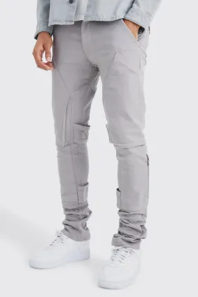 Fixed Waist Skinny Stacked Gusset Strap Cargo Pants