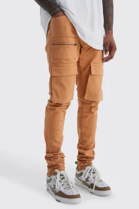 Fixed Waist Skinny Stacked Zip Cargo Pants