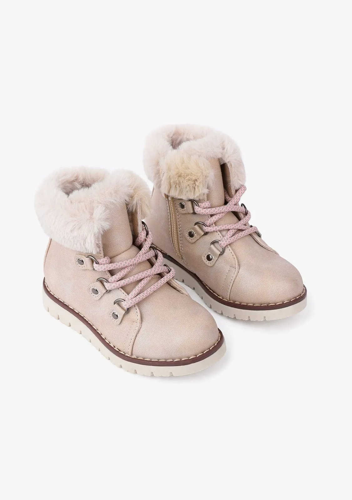 Girl's Beige Ankle Boots Nobuck