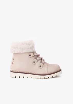 Girl's Beige Ankle Boots Nobuck