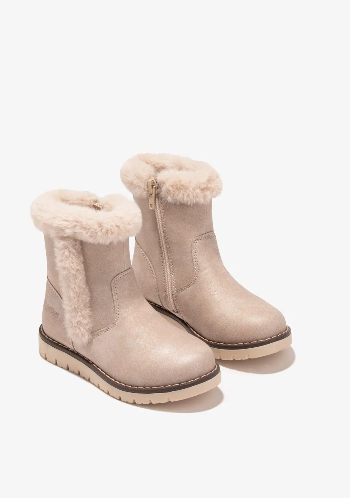 Girl's Beige Fur Boots Napa