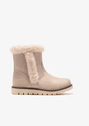 Girl's Beige Fur Boots Napa