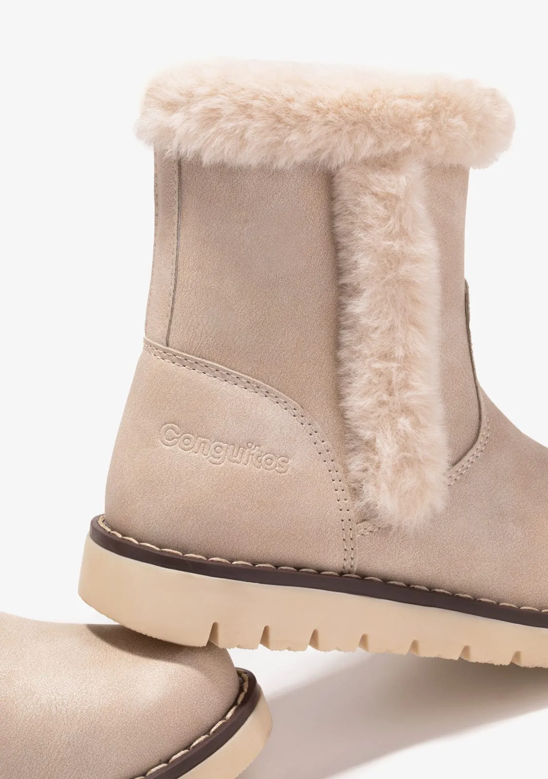 Girl's Beige Fur Boots Napa