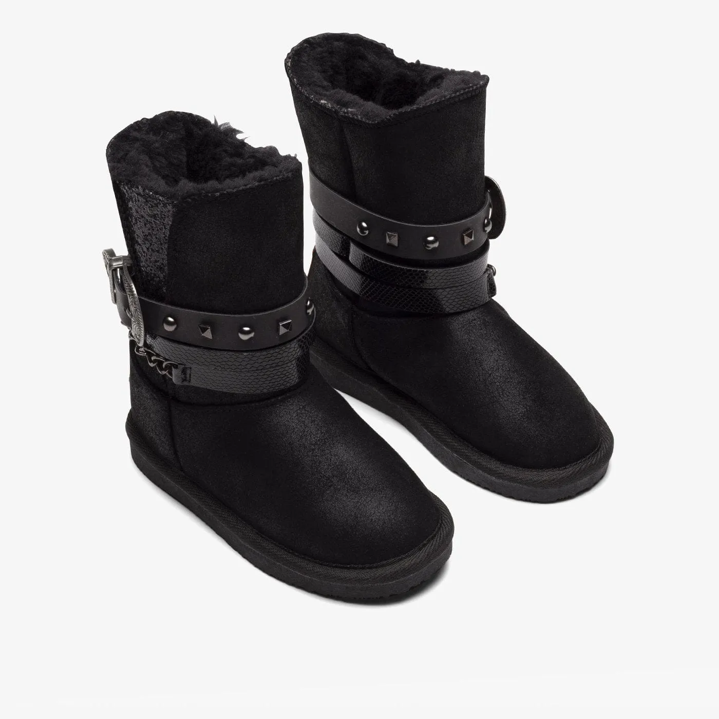 Girl's Black Buckle Australian Boots