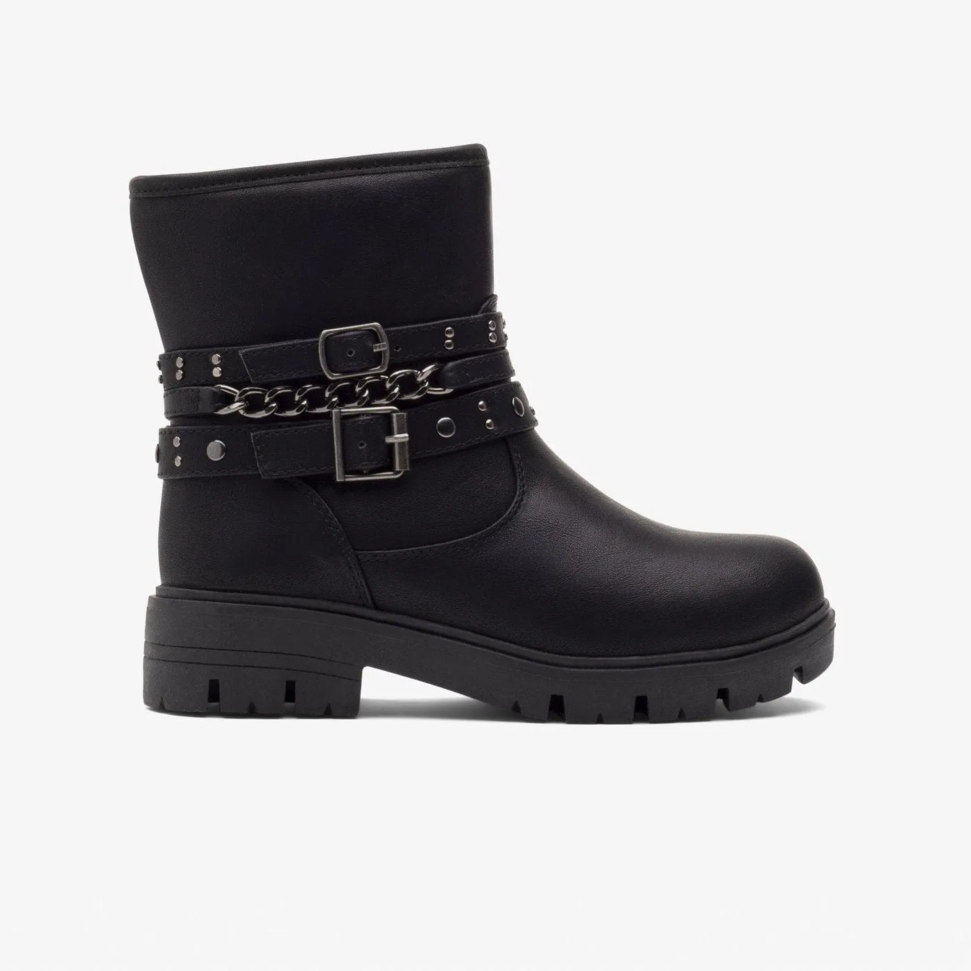 Girl's Black Chain Boots