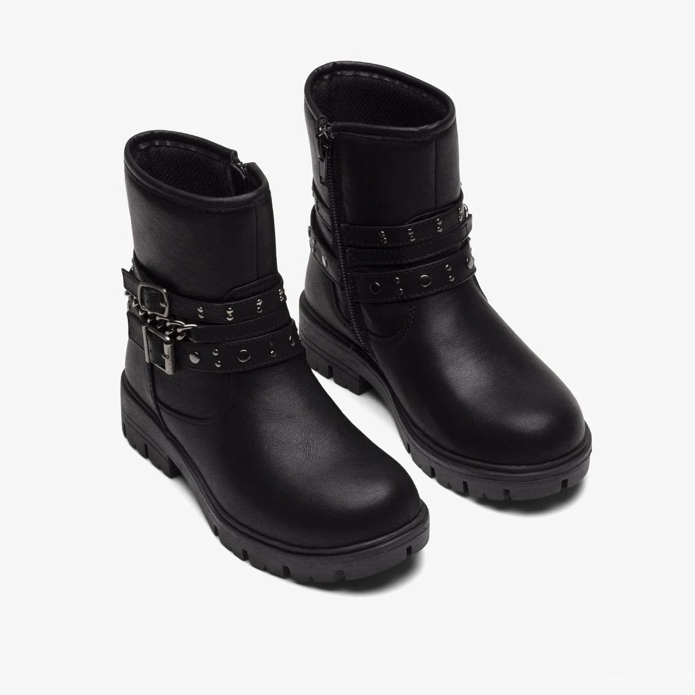 Girl's Black Chain Boots