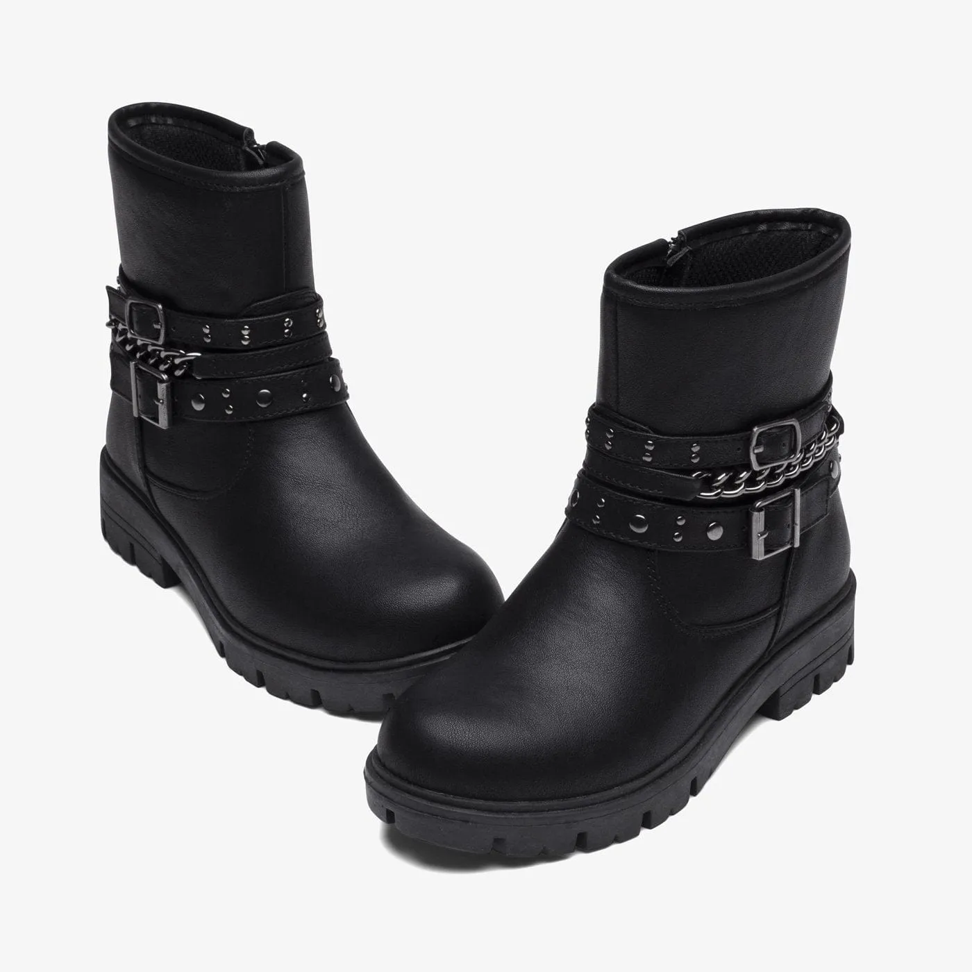 Girl's Black Chain Boots