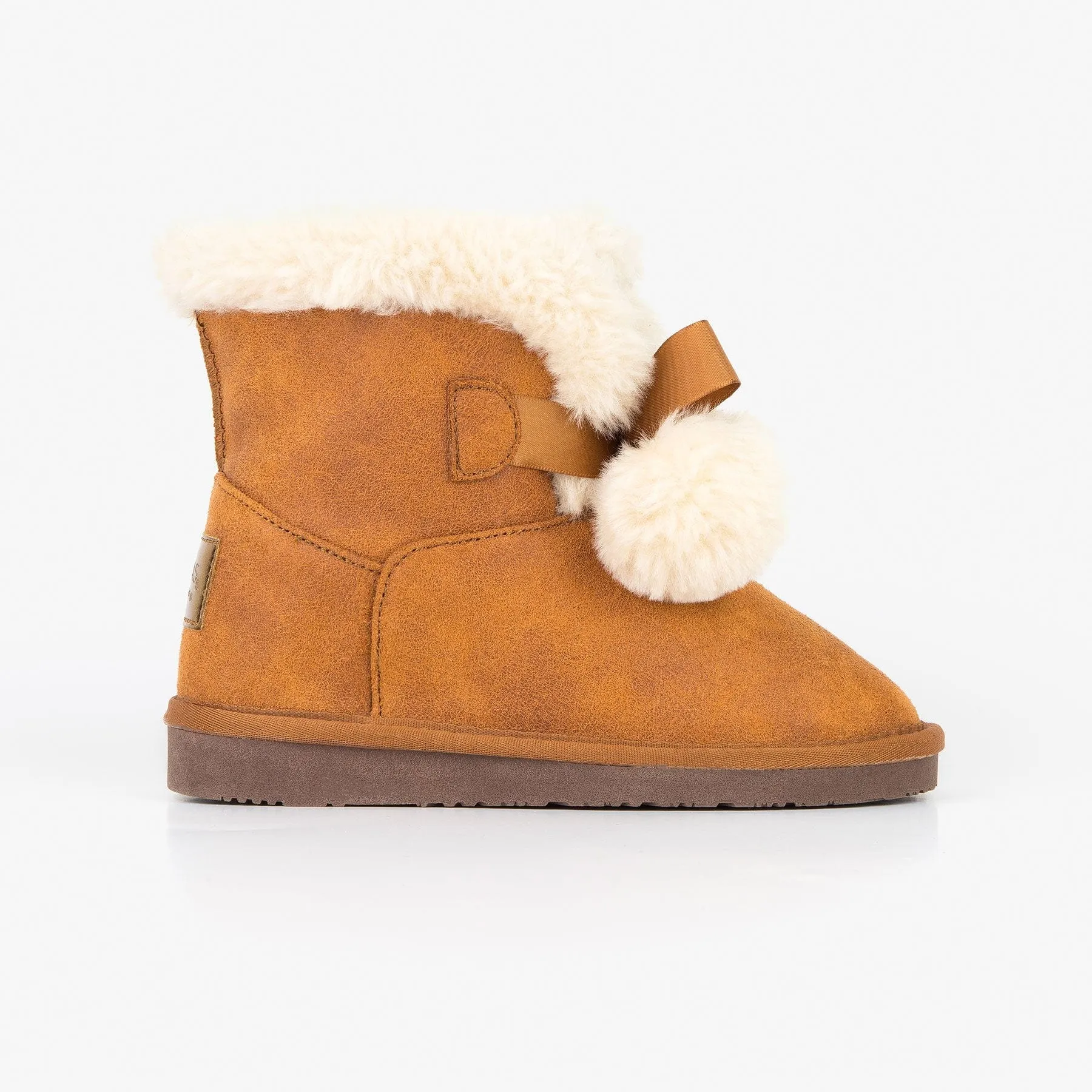 Girl's Camel Australian Boots with Pompoms