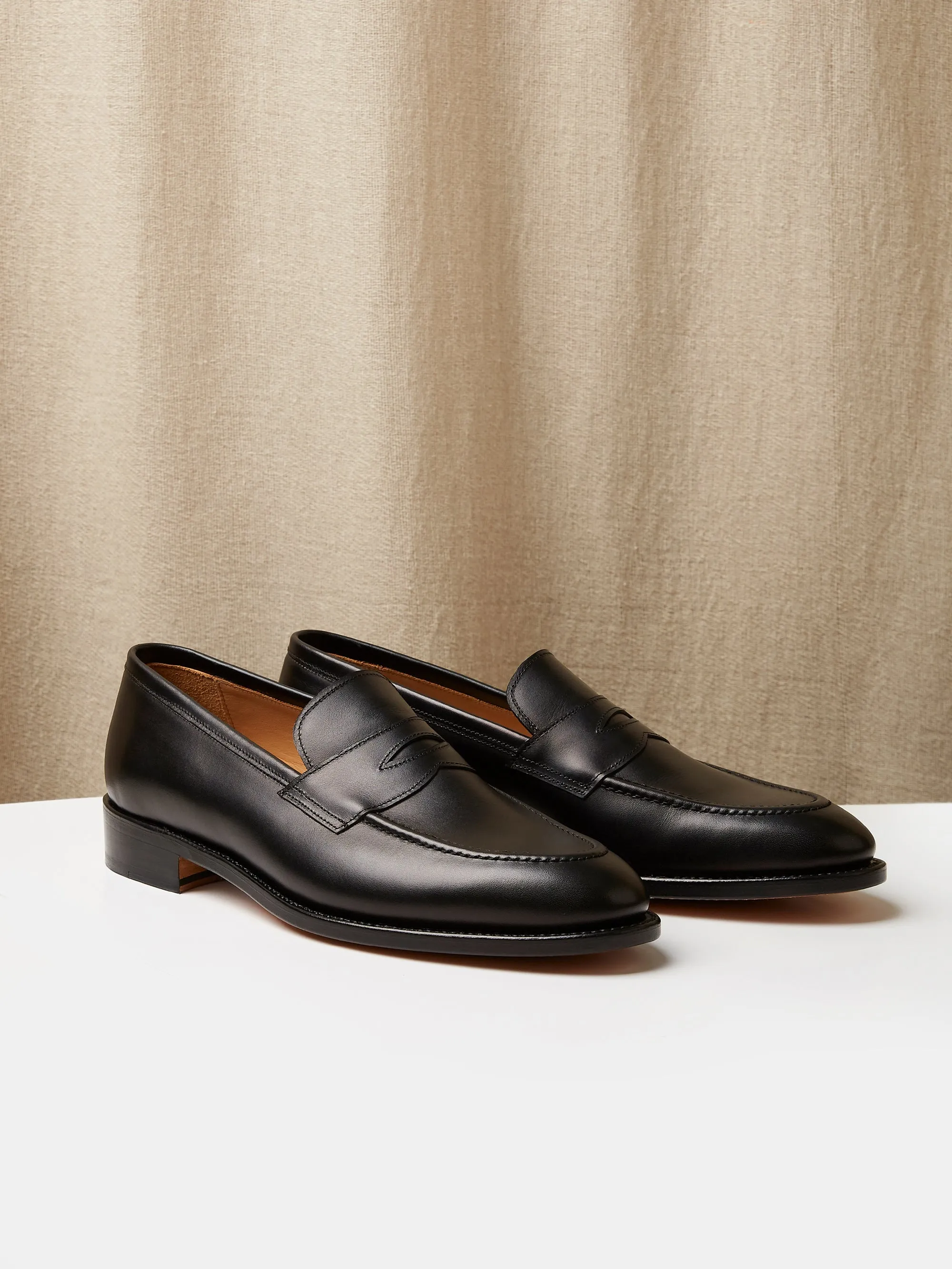 Goodyear Welted Black Leather Penny Loafers