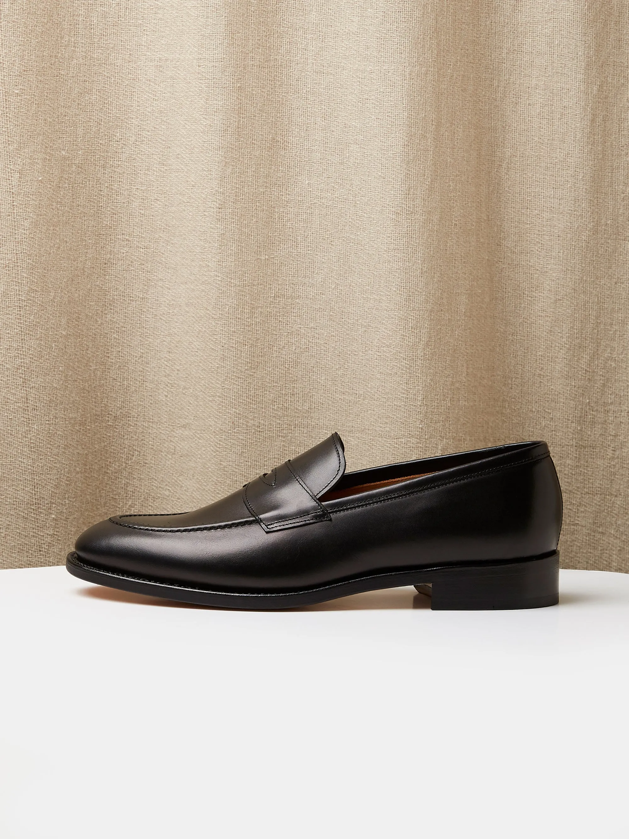 Goodyear Welted Black Leather Penny Loafers