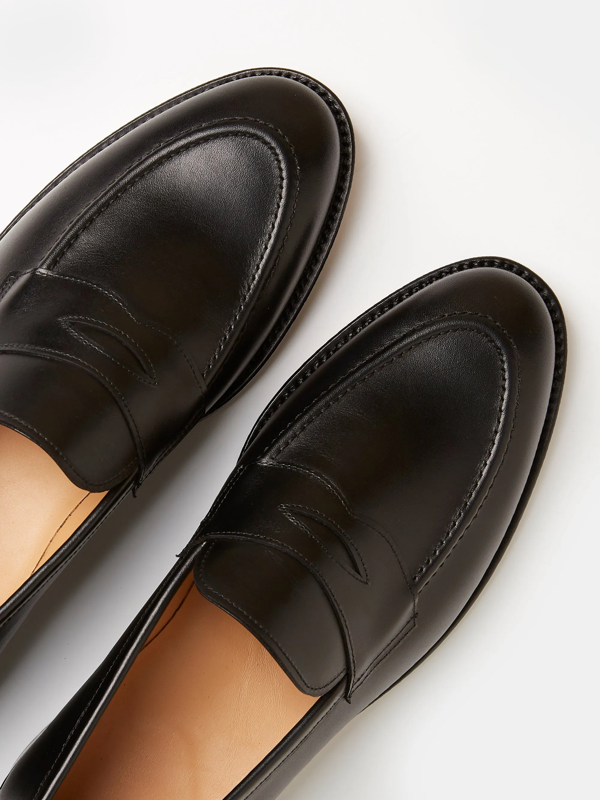 Goodyear Welted Black Leather Penny Loafers