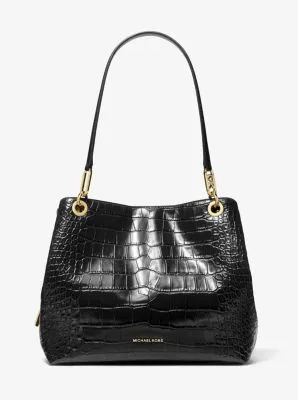 Kensington Large Crocodile Embossed Leather Tote Bag