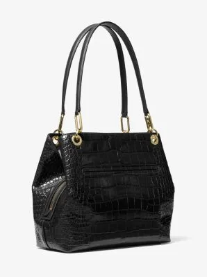 Kensington Large Crocodile Embossed Leather Tote Bag