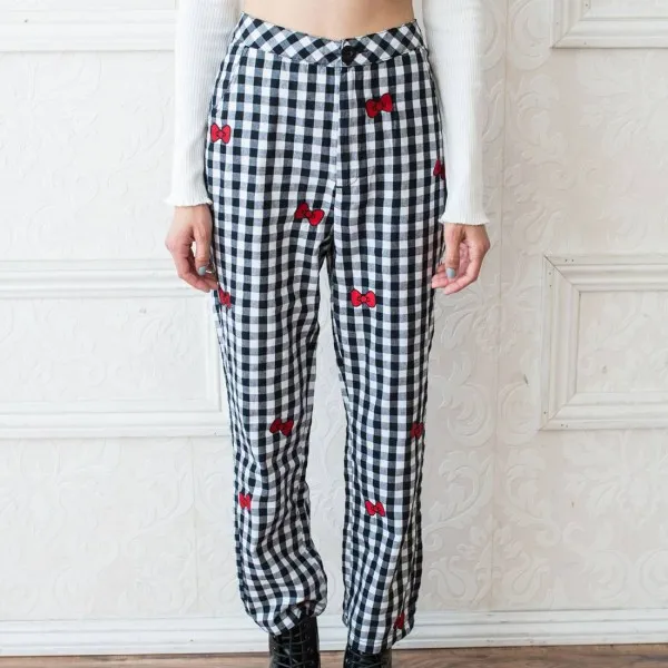 Lazy Oaf X Hello Kitty Women Gingham Pants (Black / White)