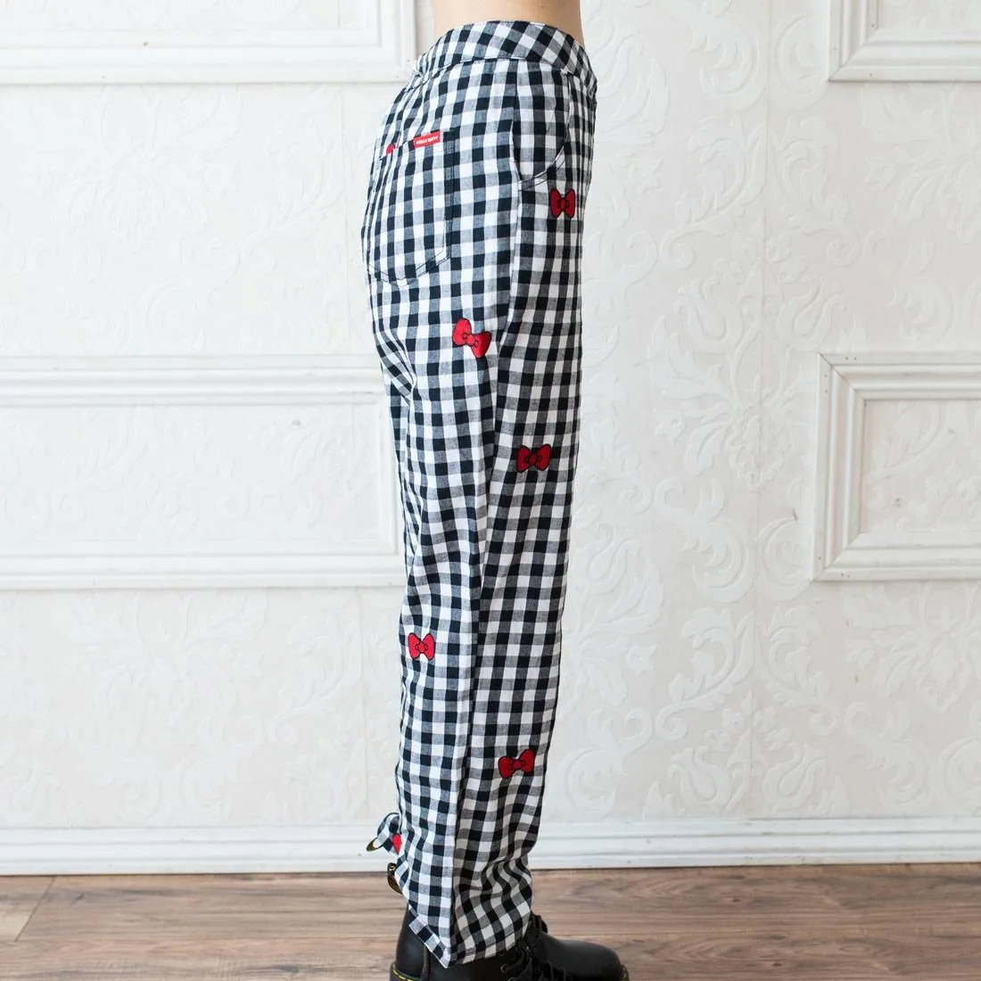 Lazy Oaf X Hello Kitty Women Gingham Pants (Black / White)