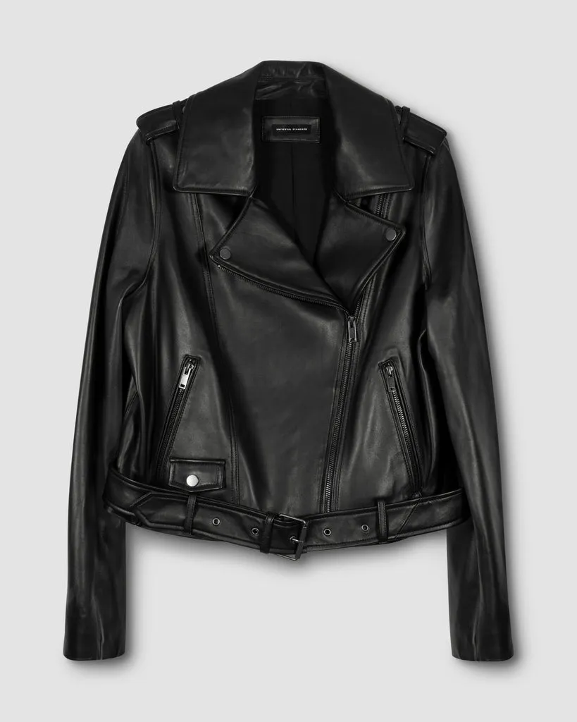 Leeron Leather Moto Jacket - Black