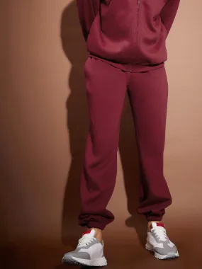 Men Maroon Oversized Joggers