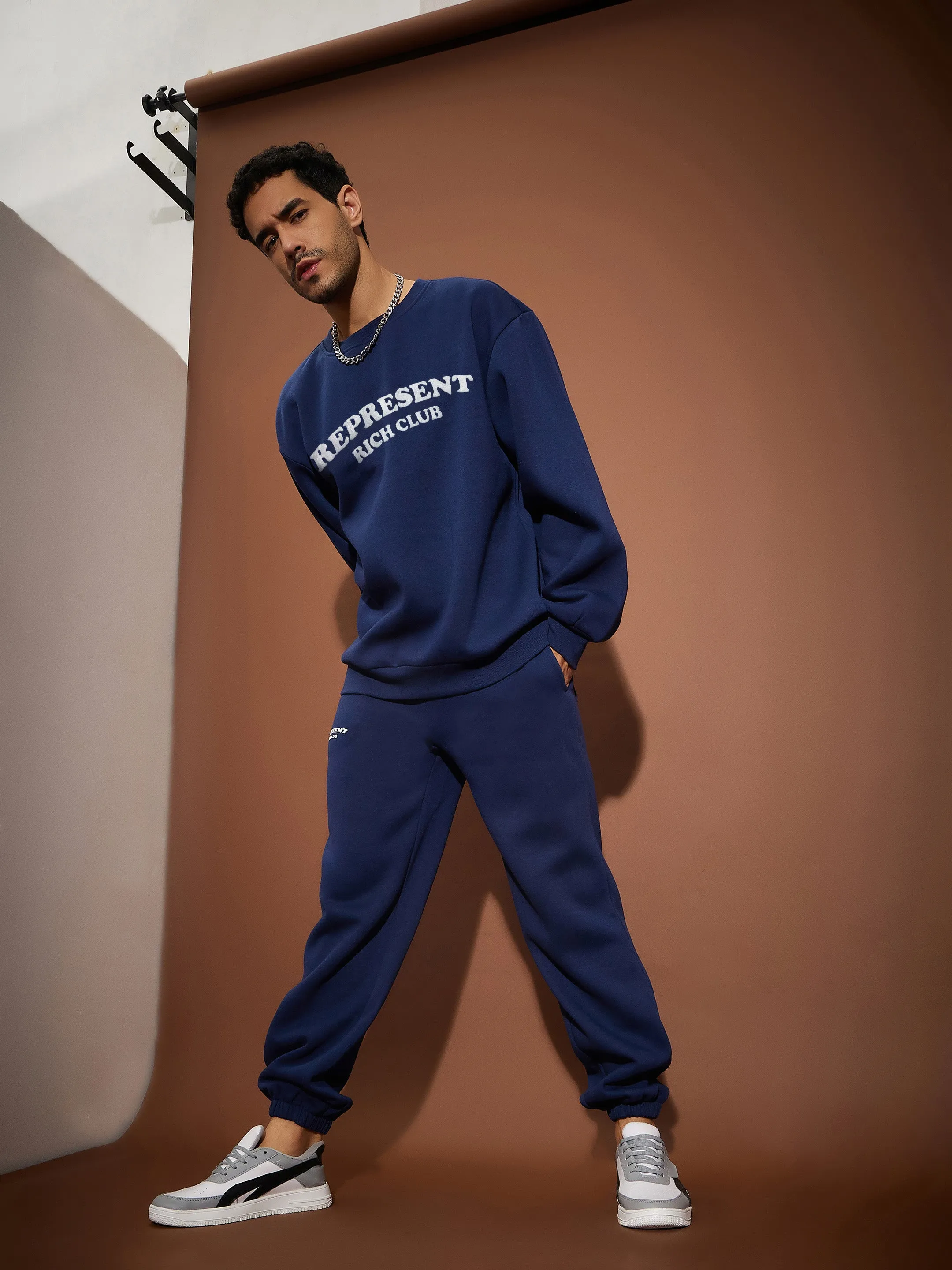 Men Navy REPRESENT Oversized Joggers