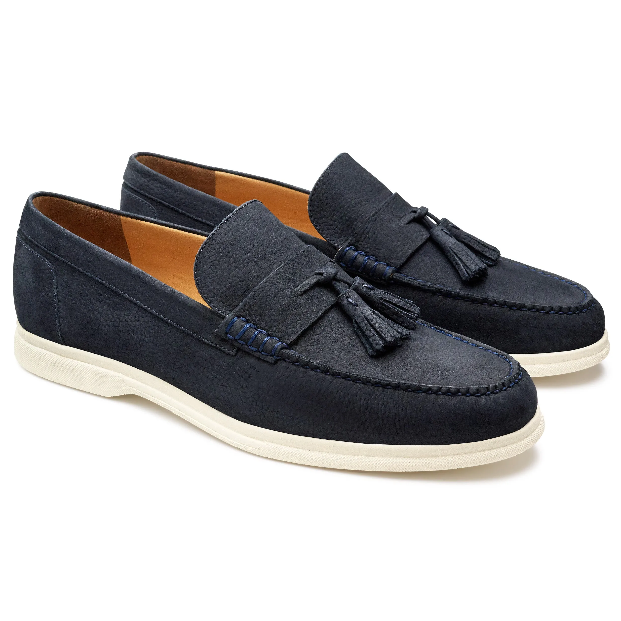 Mens blue suede tassel loafers