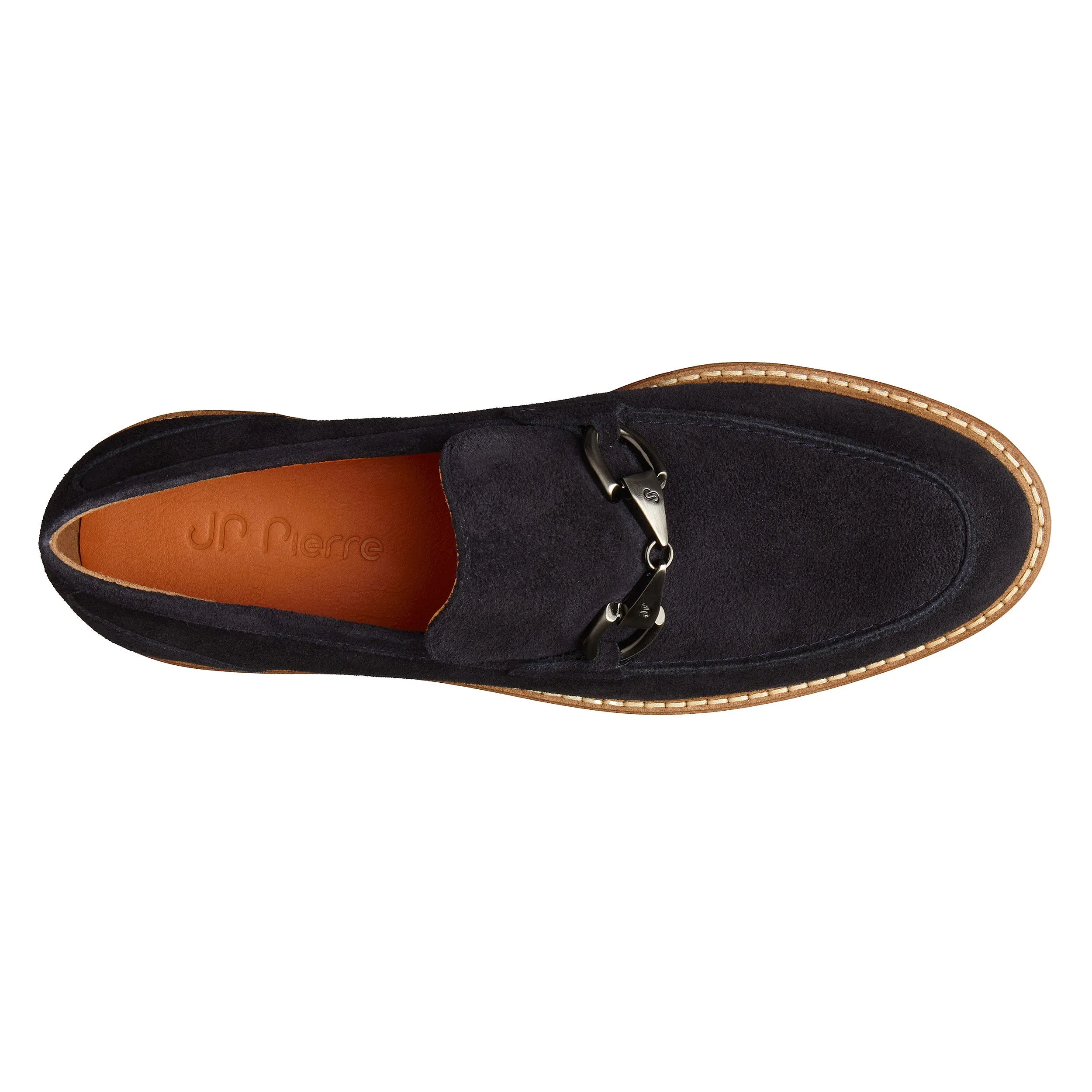 Mens  buckle  Blue Navy suede loafers  with rubber sole