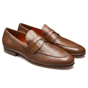 Mens caramel leather penny loafers