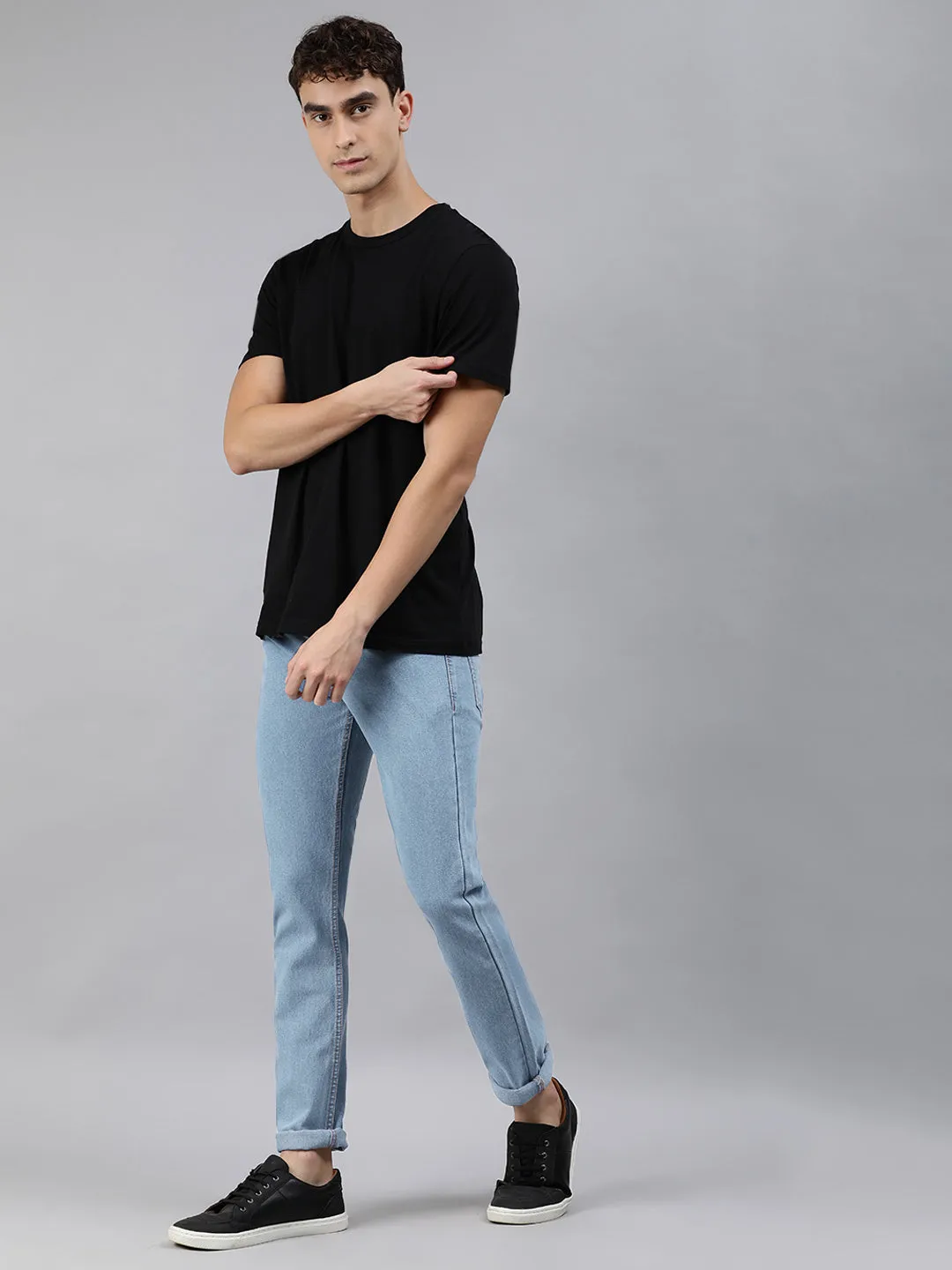 Men's Light Blue Slim Fit Denim Jeans Stretchable