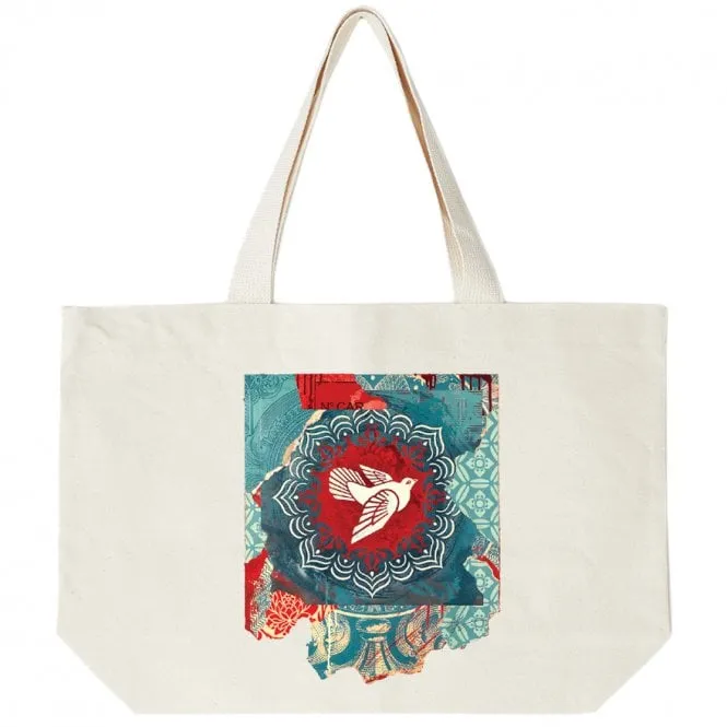 Obey Peace Dove Blue Tote Bag - Natural