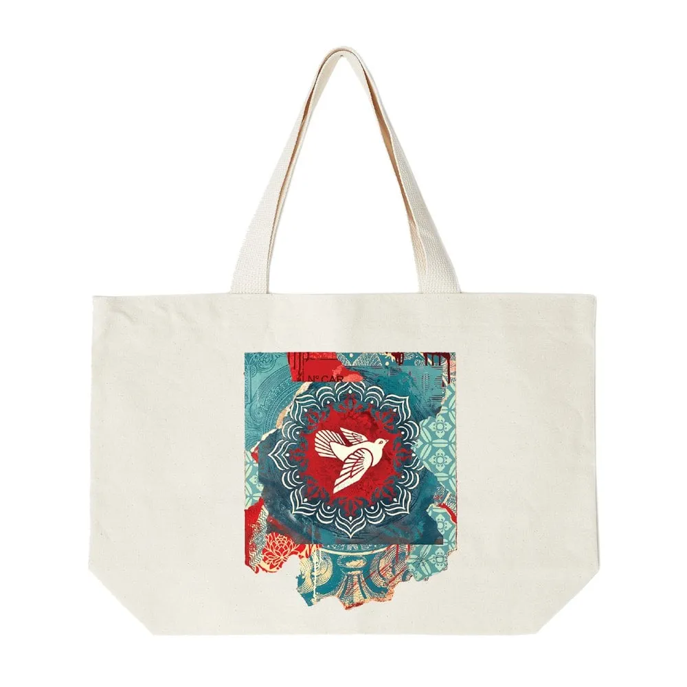 Obey Peace Dove Blue Tote Bag - Natural