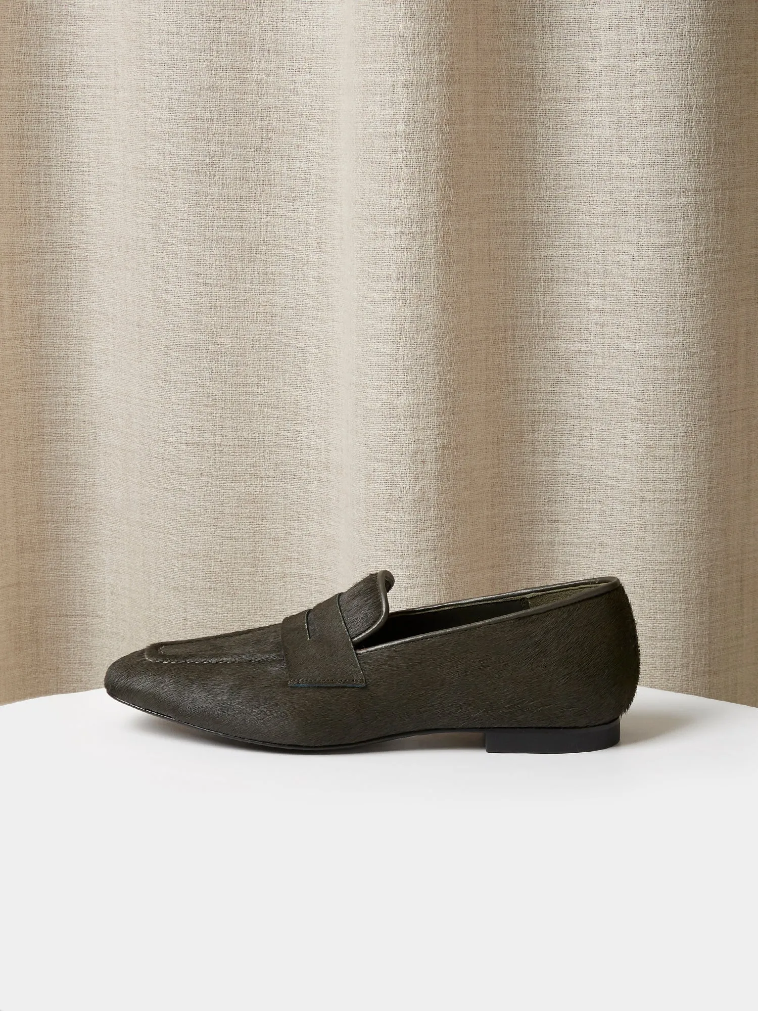 Penny Loafers in Green Pony Hair