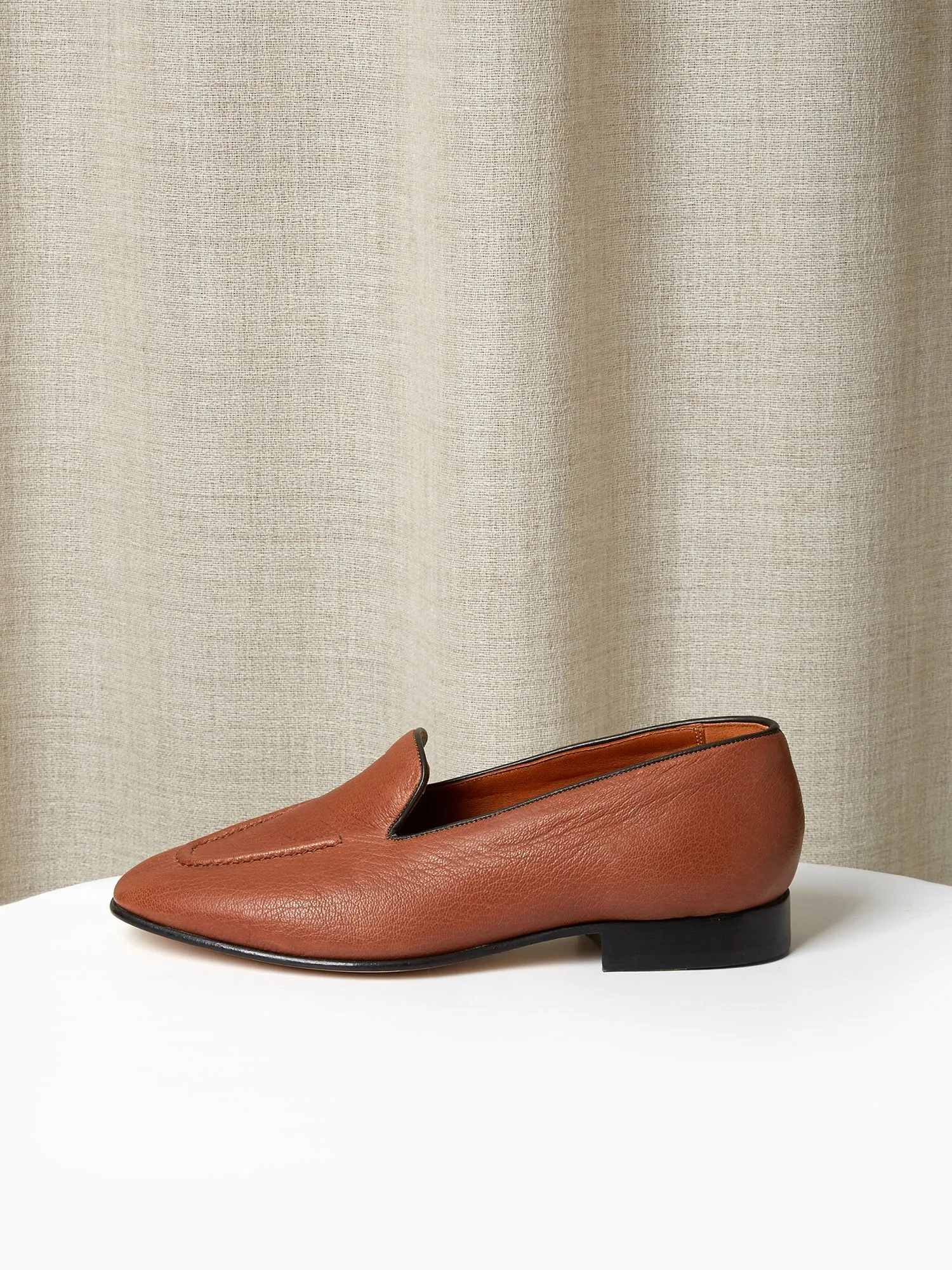 Pintuck Loafers in Brown Deer Leather