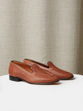 Pintuck Loafers in Brown Deer Leather