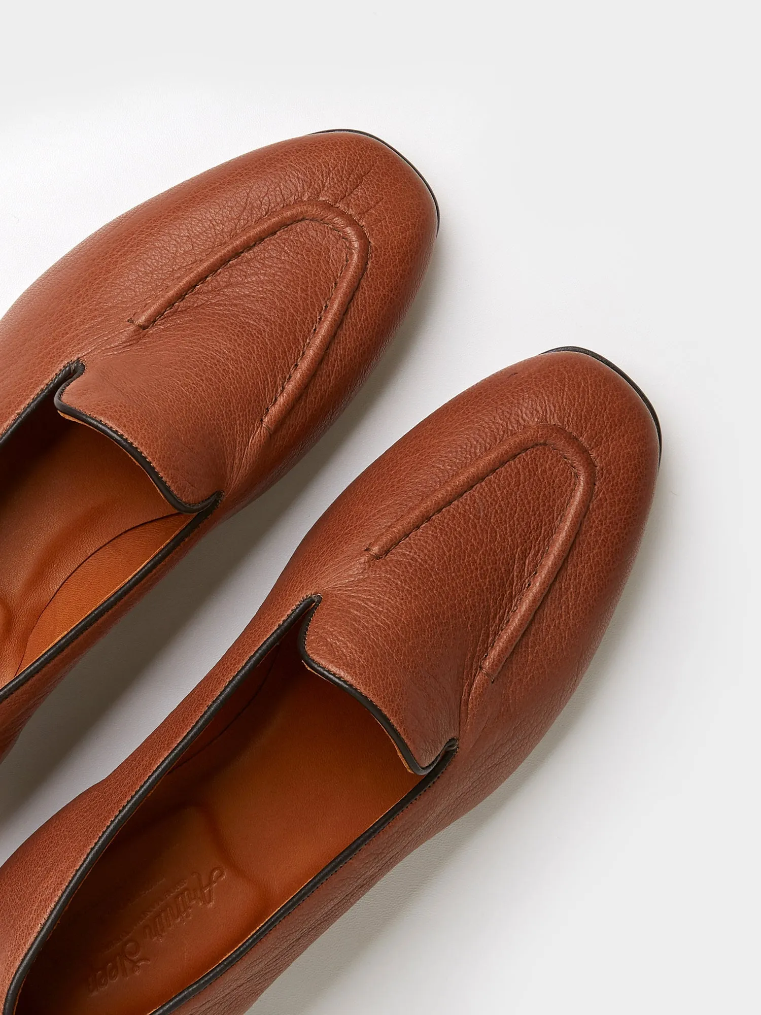 Pintuck Loafers in Brown Deer Leather