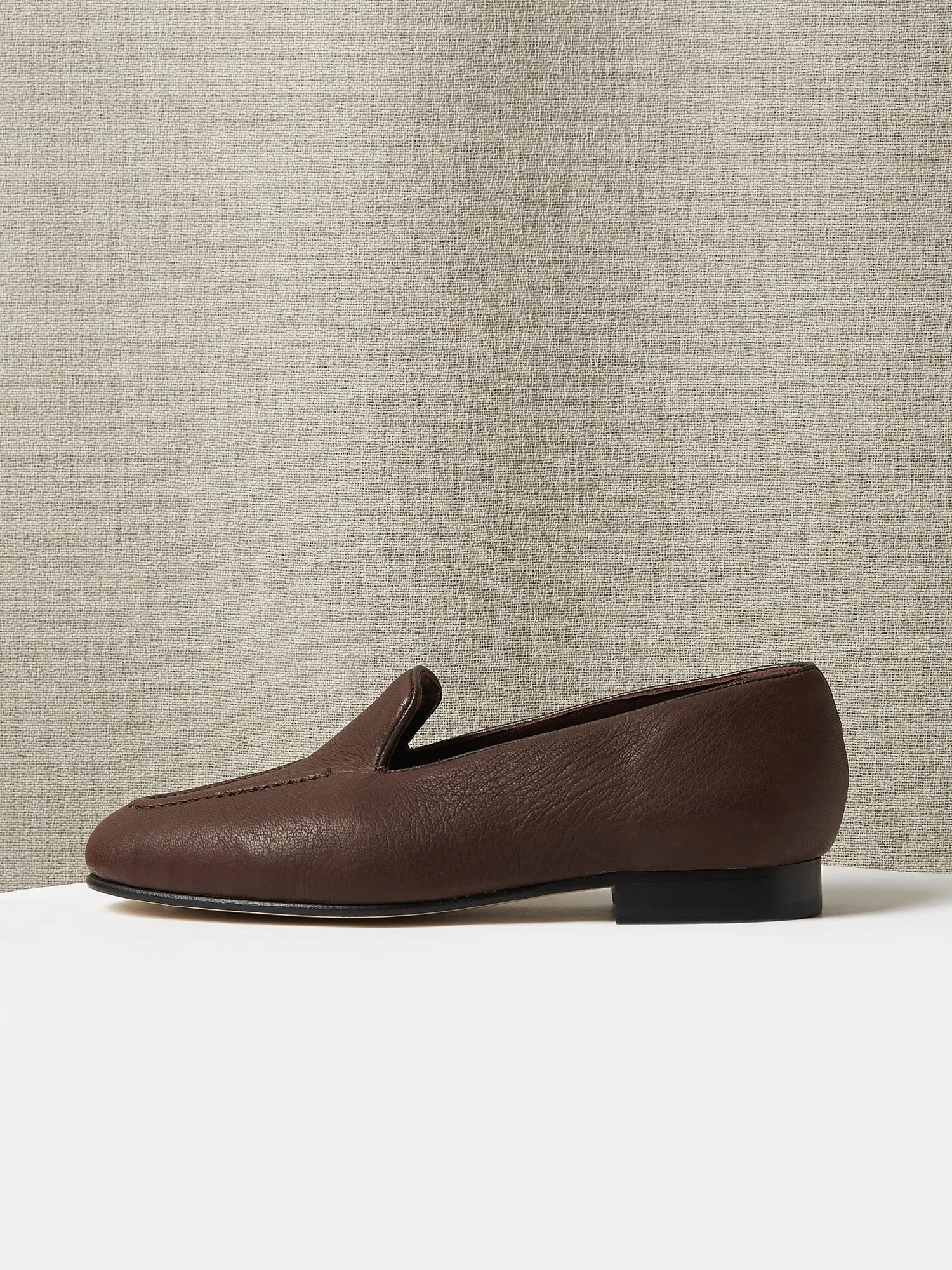 Pintuck Loafers in Chocolate Deer Leather