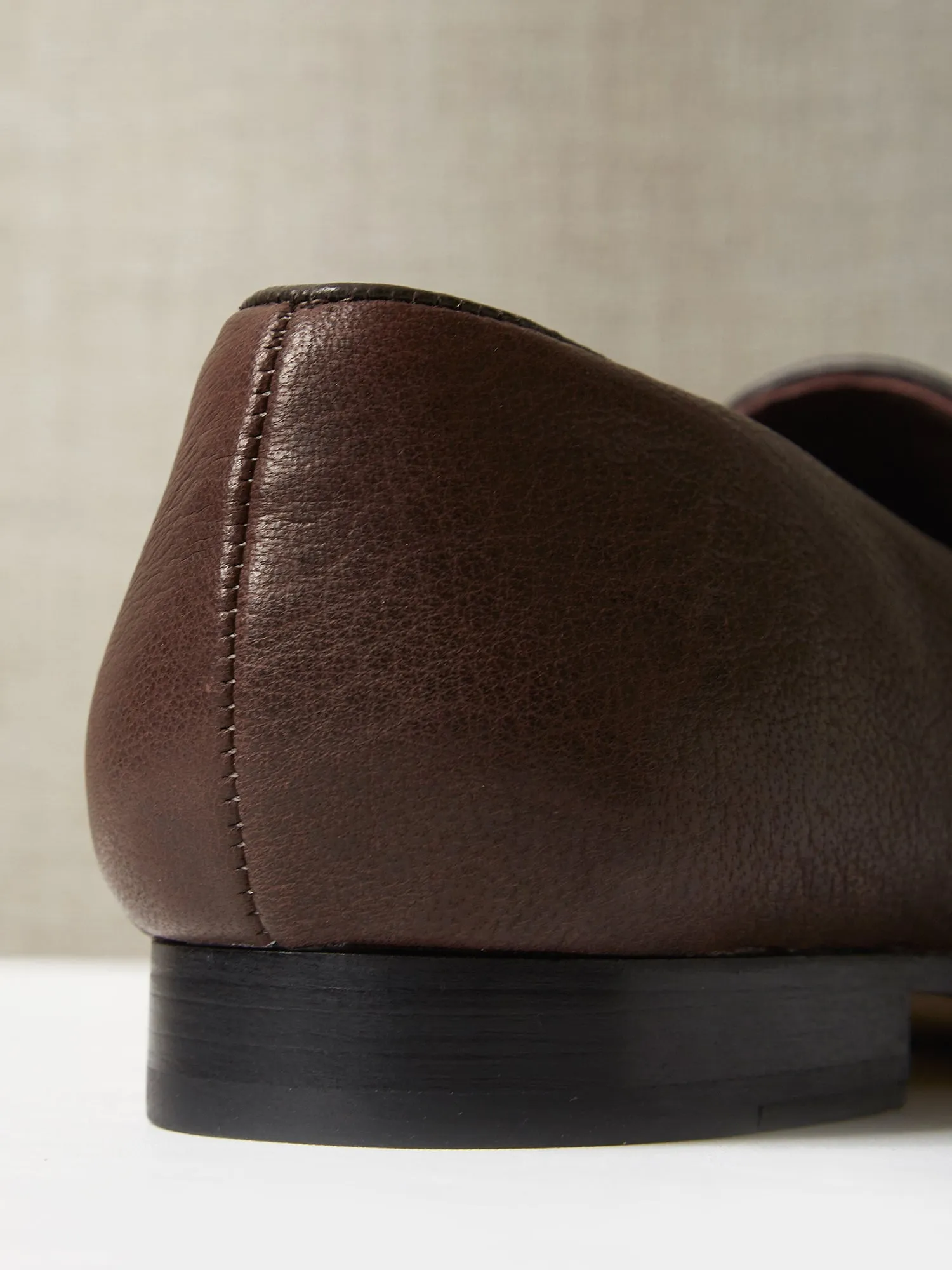 Pintuck Loafers in Chocolate Deer Leather