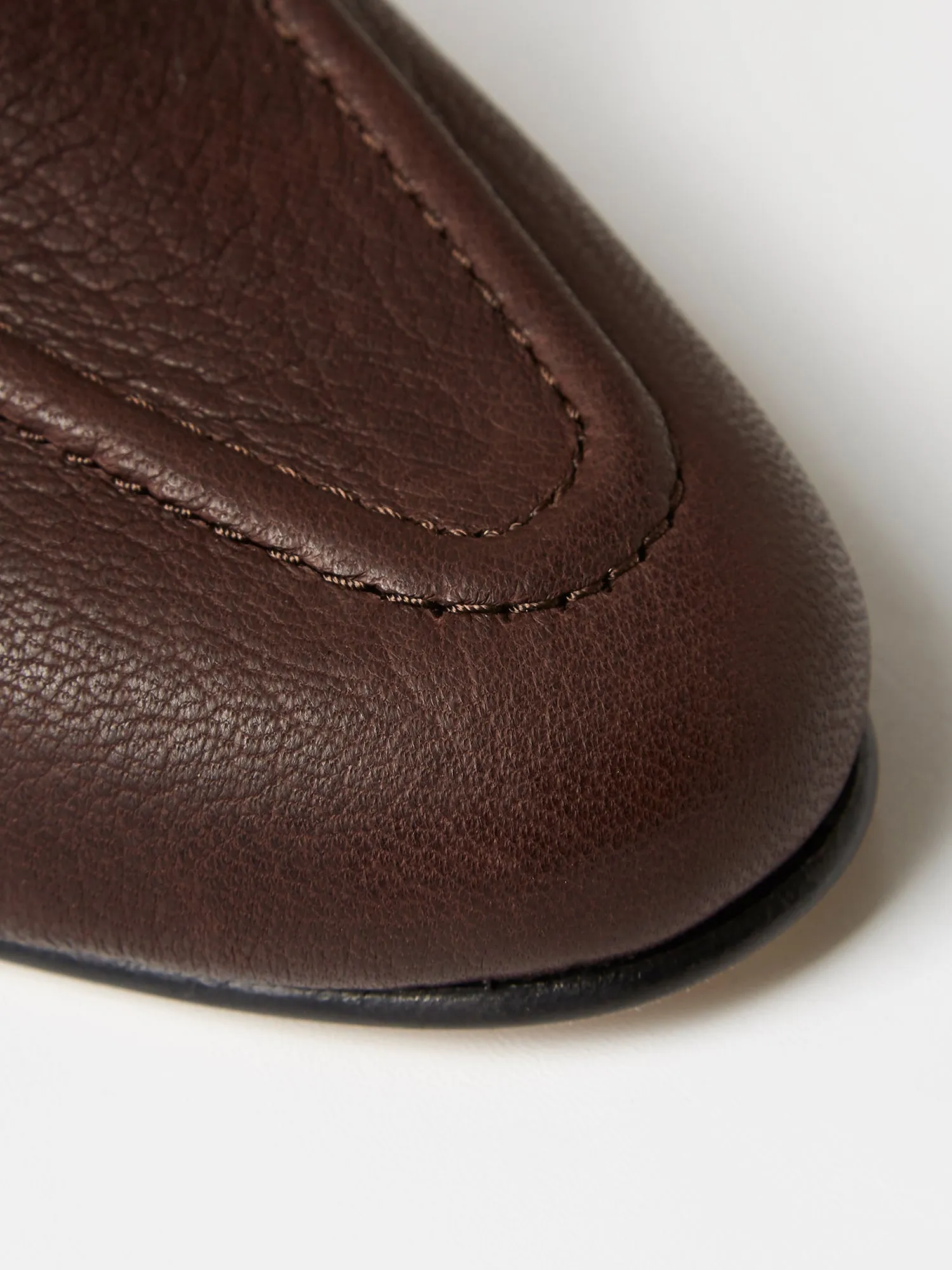 Pintuck Loafers in Chocolate Deer Leather