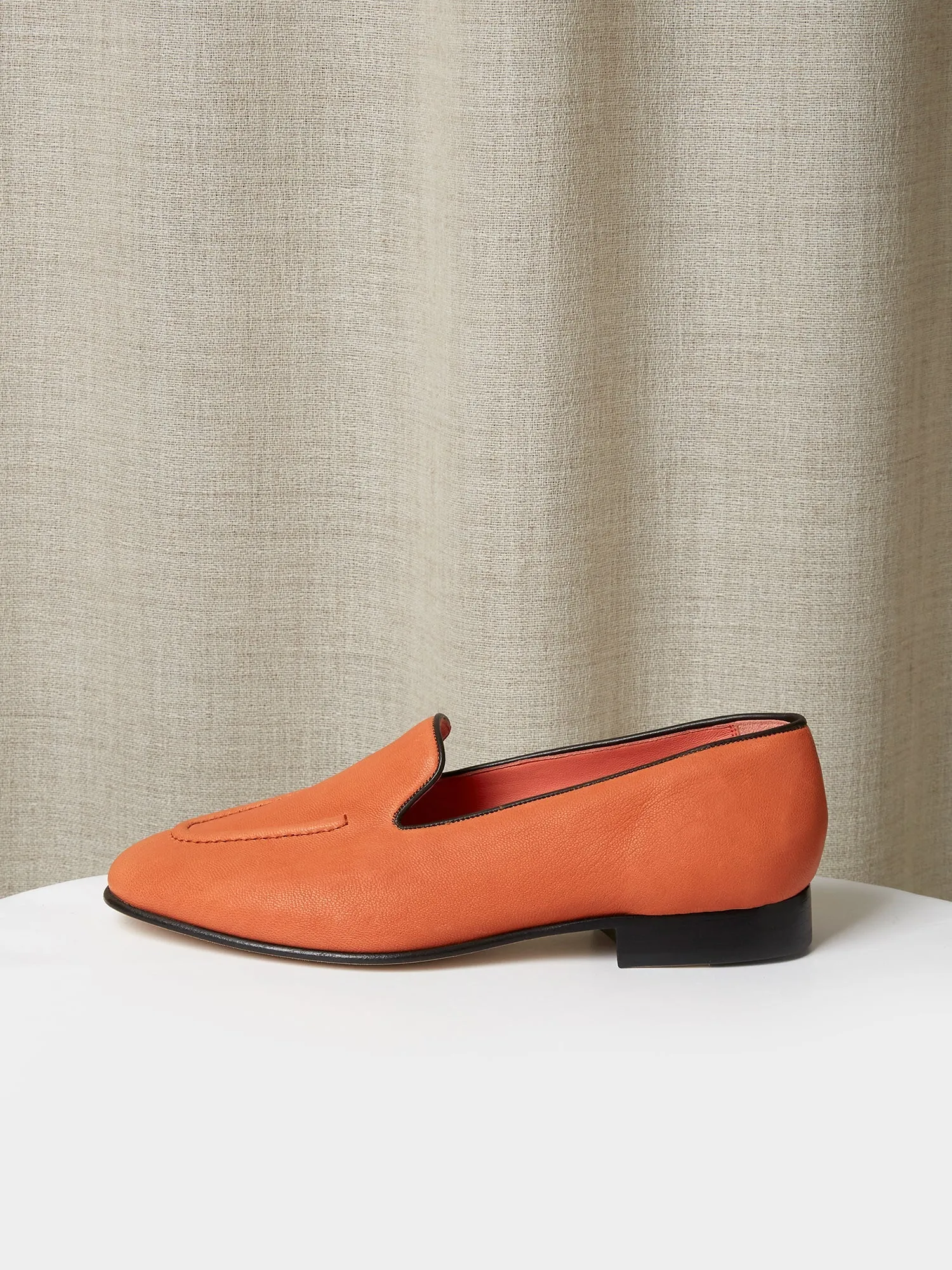 Pintuck Loafers in Coral Deer Leather