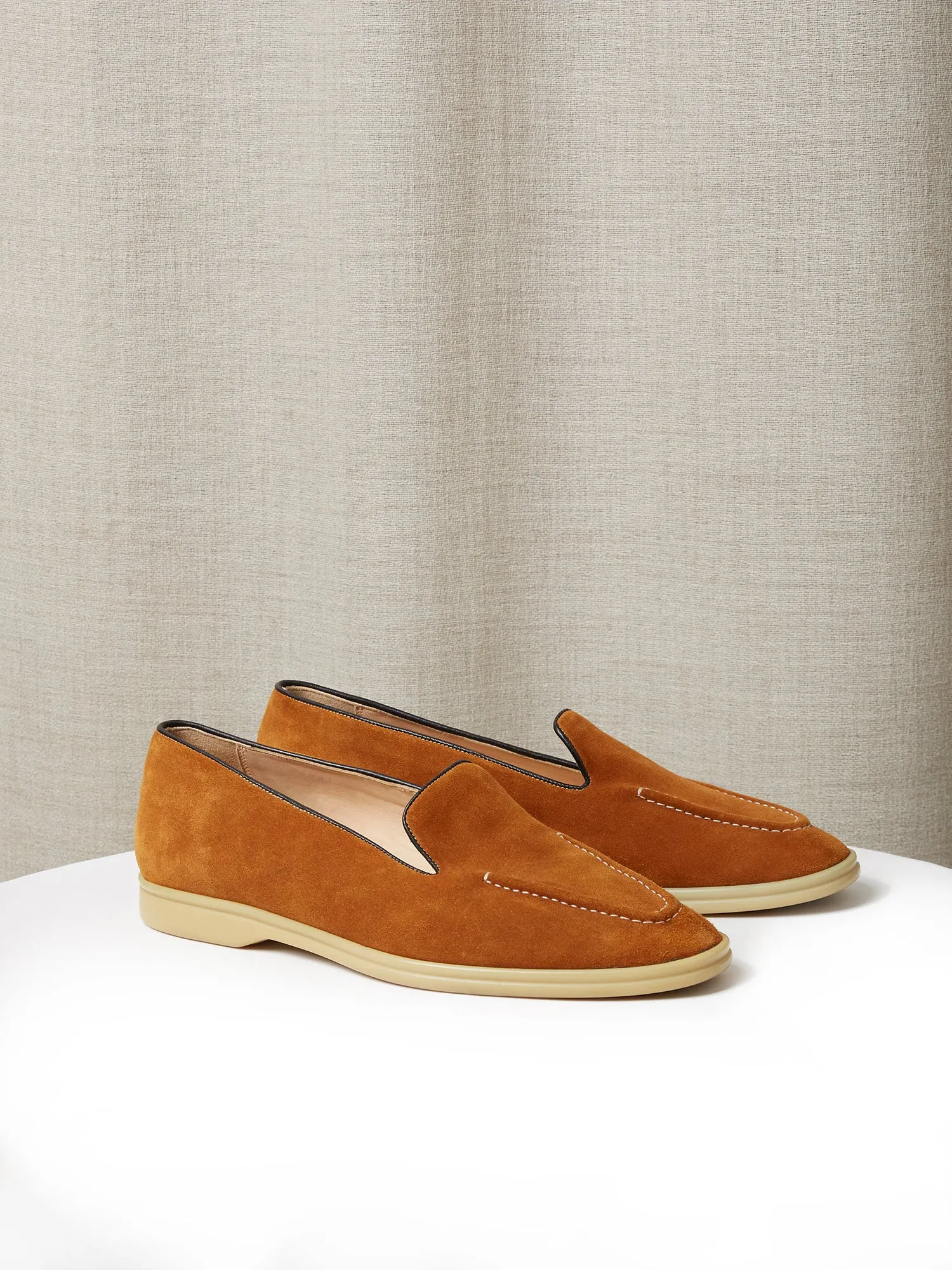 Pintuck Loafers in Golden Suede