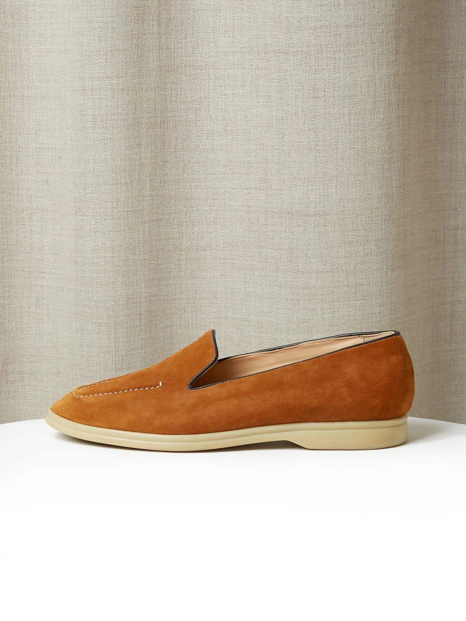 Pintuck Loafers in Golden Suede