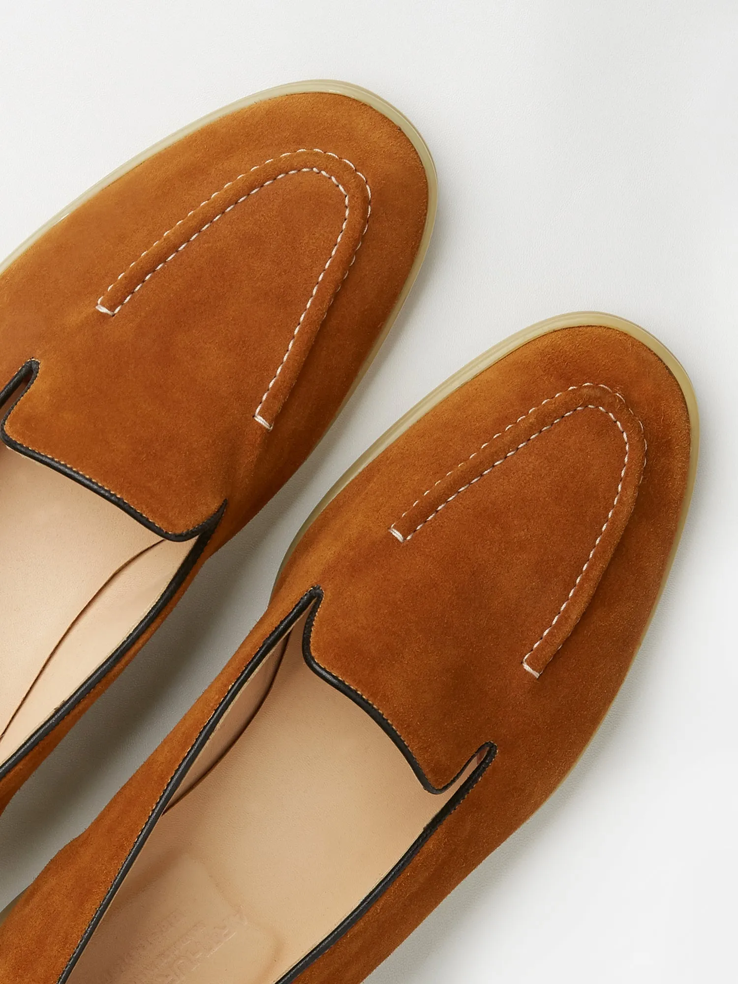 Pintuck Loafers in Golden Suede