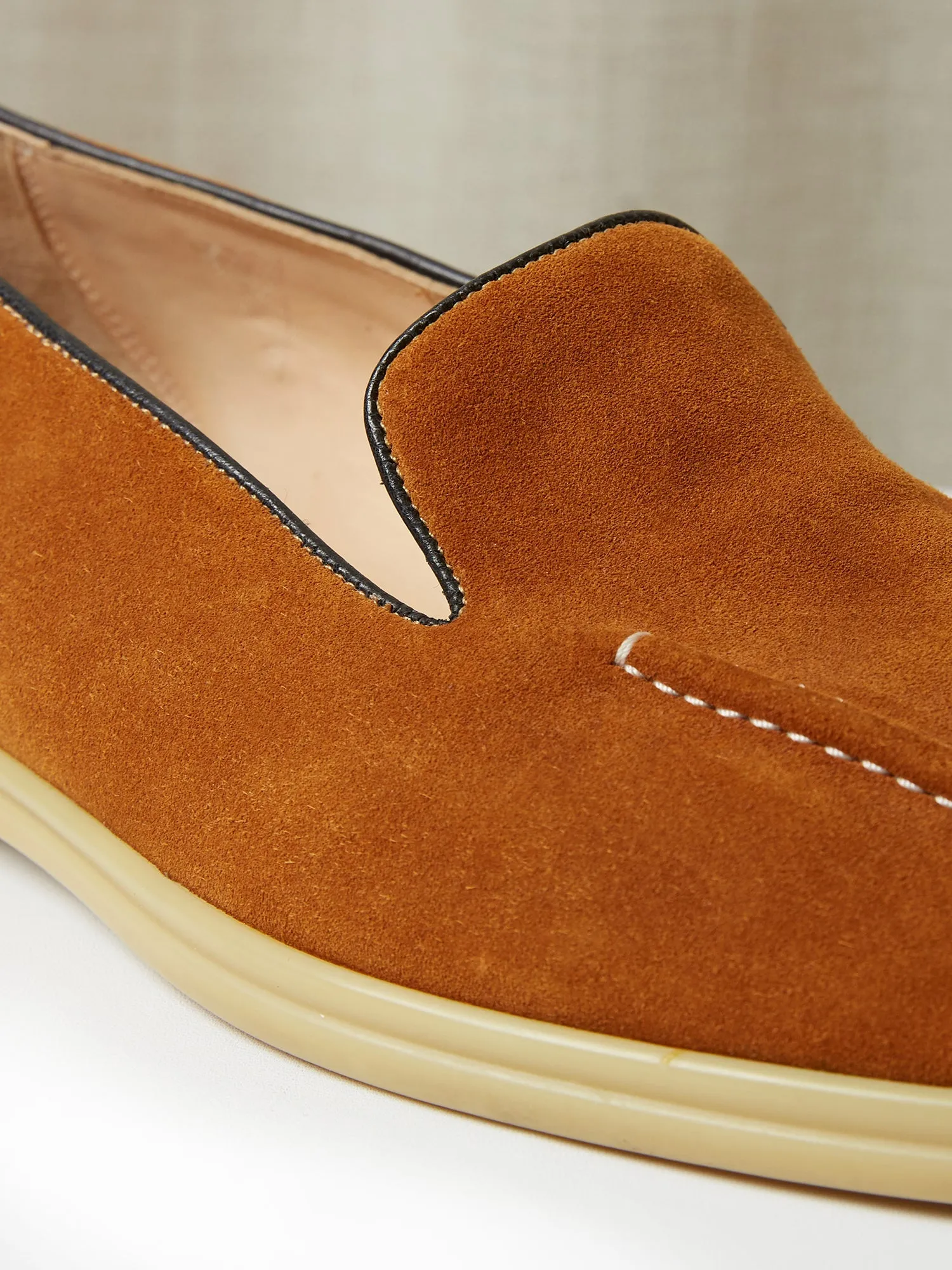 Pintuck Loafers in Golden Suede