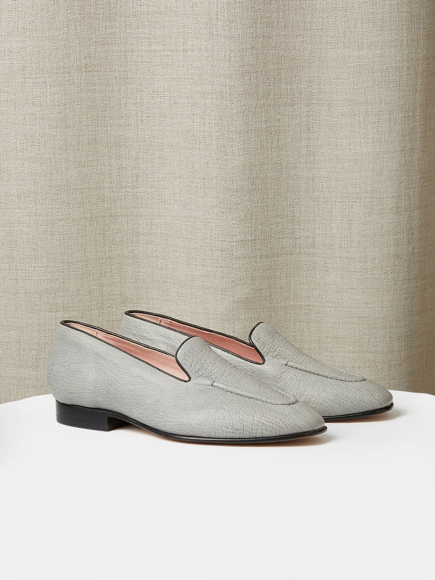 Pintuck Loafers  in Grey Deer Leather